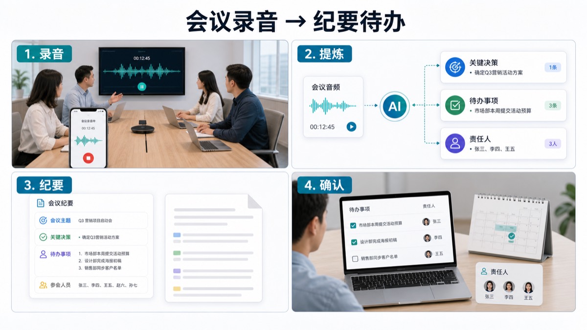 会议录音 → 纪要待办