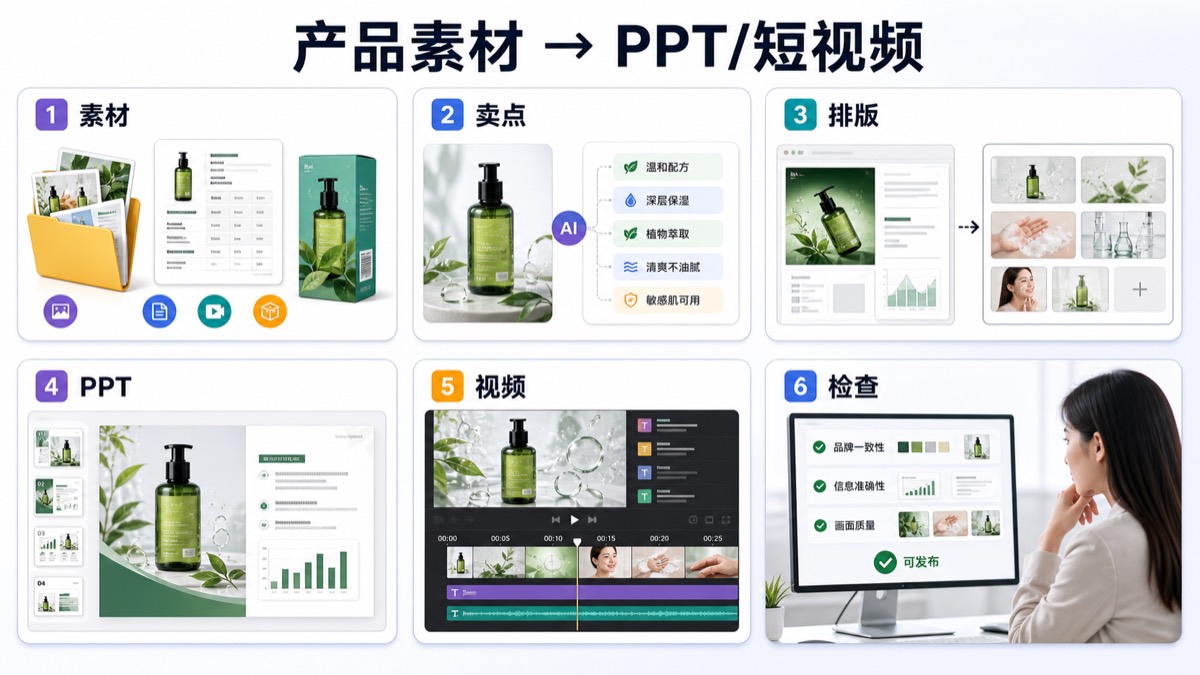 产品素材 → PPT/短视频